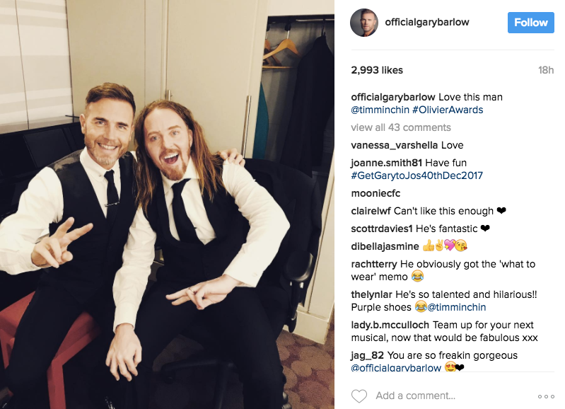 Photo Credit: Gary Barlow's Instagram