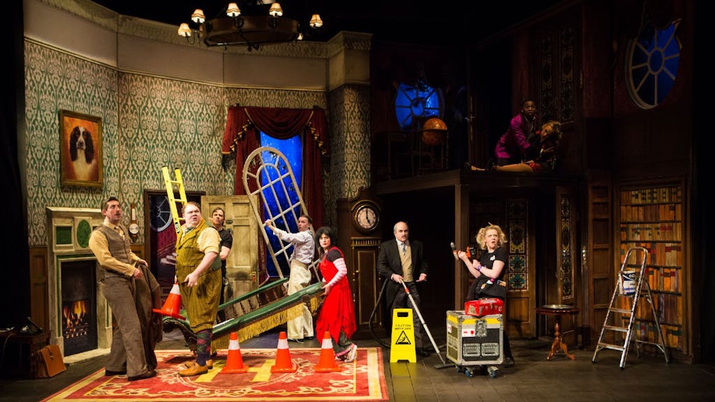 the ensemble of The Play That Goes Wrong onstage